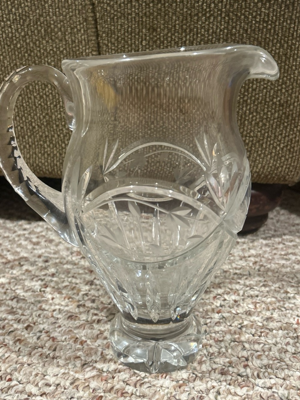 Crystal Pitcher - Clear Cut Glass Beverage Server